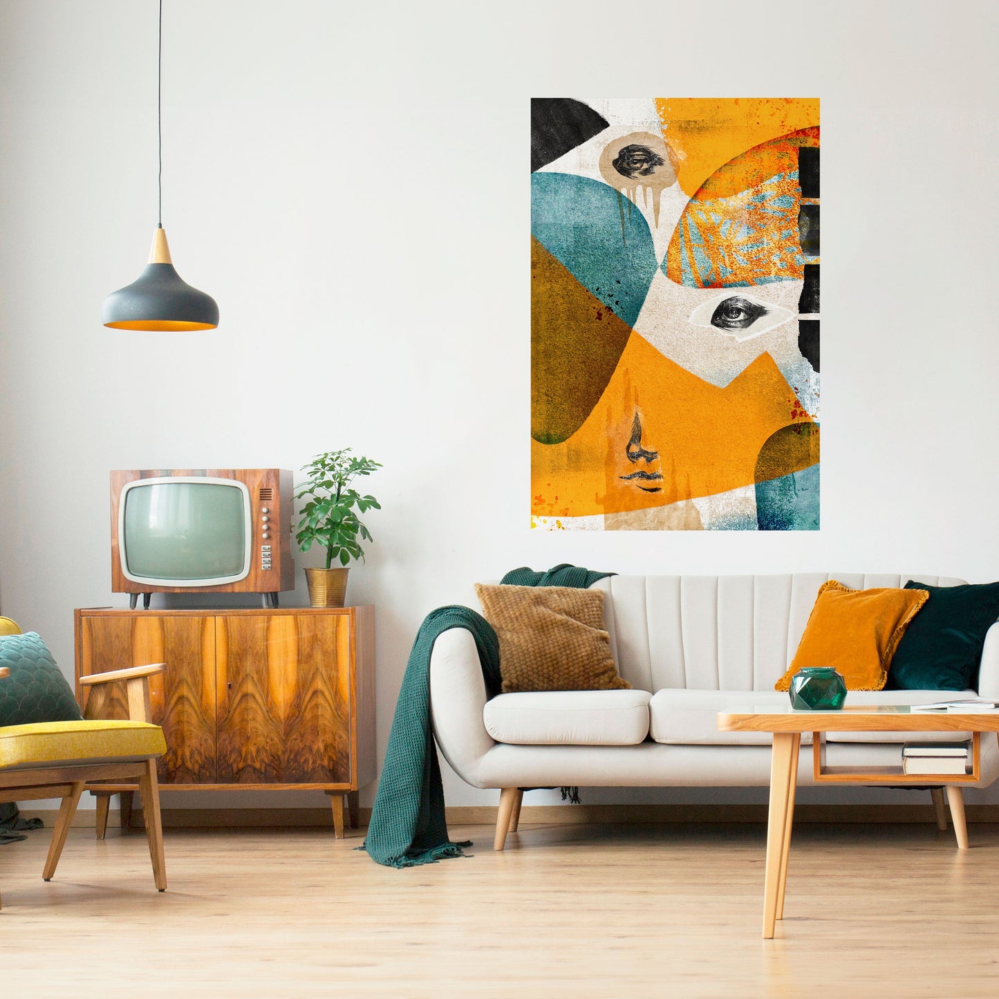ABSTRAKTA ANSIKTEN Vertikal poster med självhäftande text