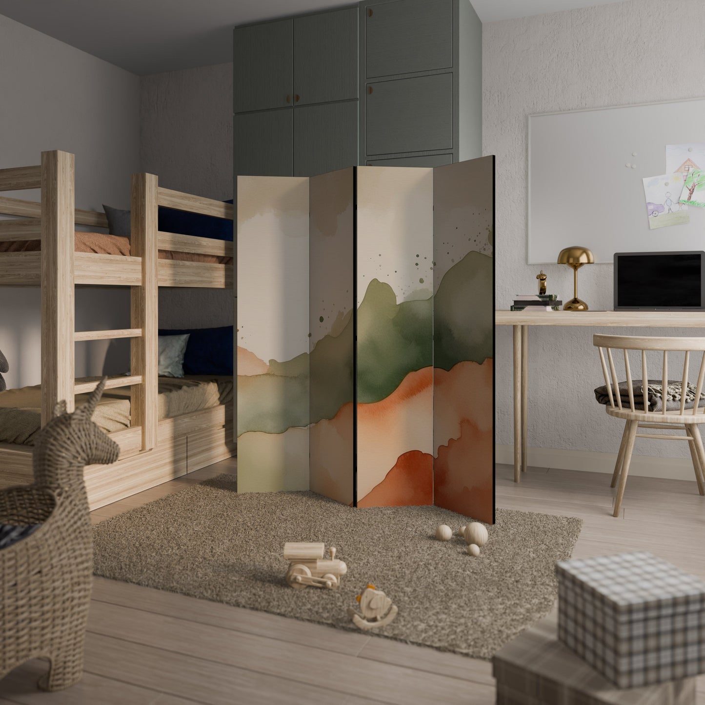 WATERCOLOUR PEAKS Decorative 4-Panel Room Divider