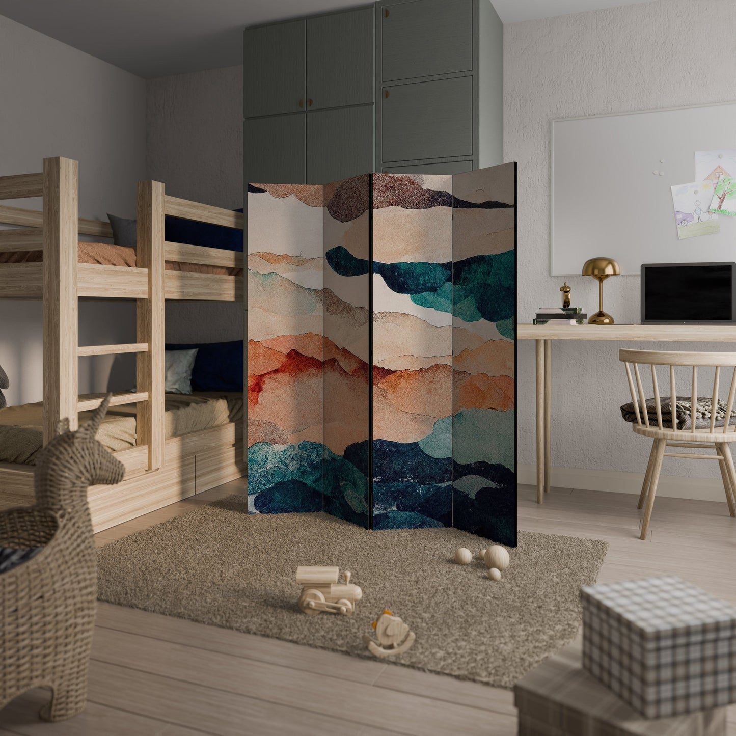 ABSTRACT LANDSCAPE Decorative 4-Panel Room Divider