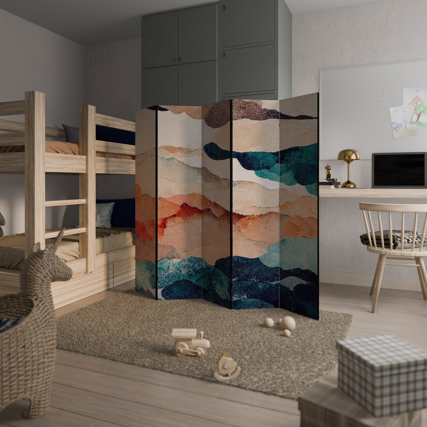 ABSTRACT LANDSCAPE Decorative 5-Panel Room Divider