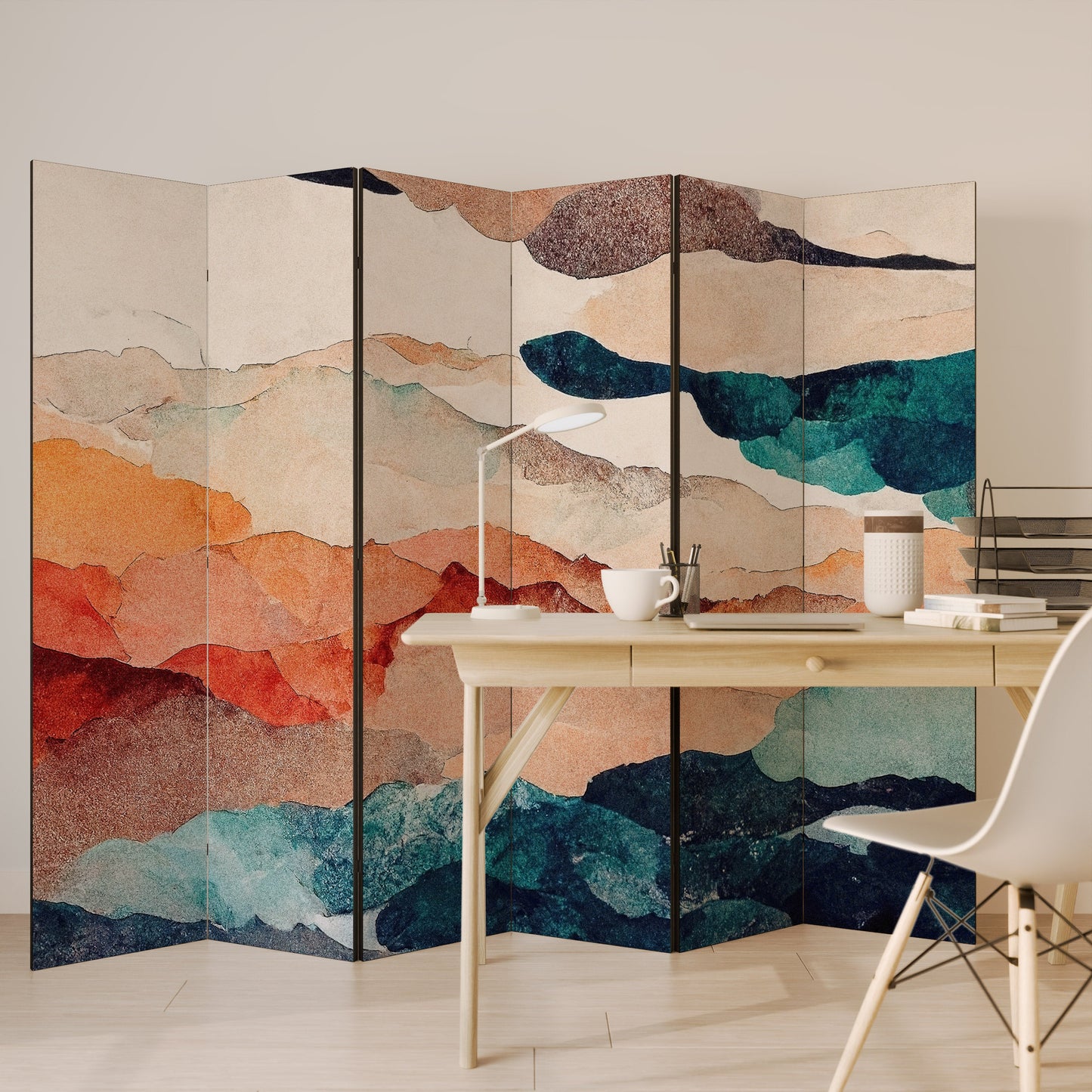 ABSTRACT LANDSCAPE Decorative 6-Panel Room Divider