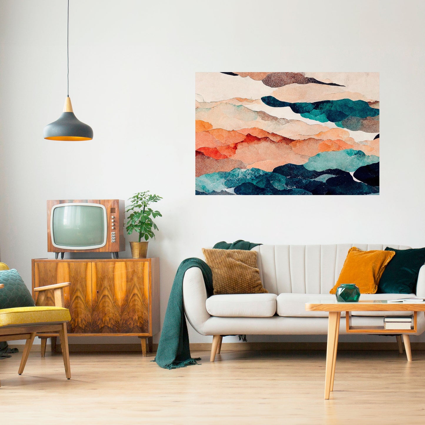 ABSTRAKT LANDSKAP Horisontell Poster med självhäftande tryck