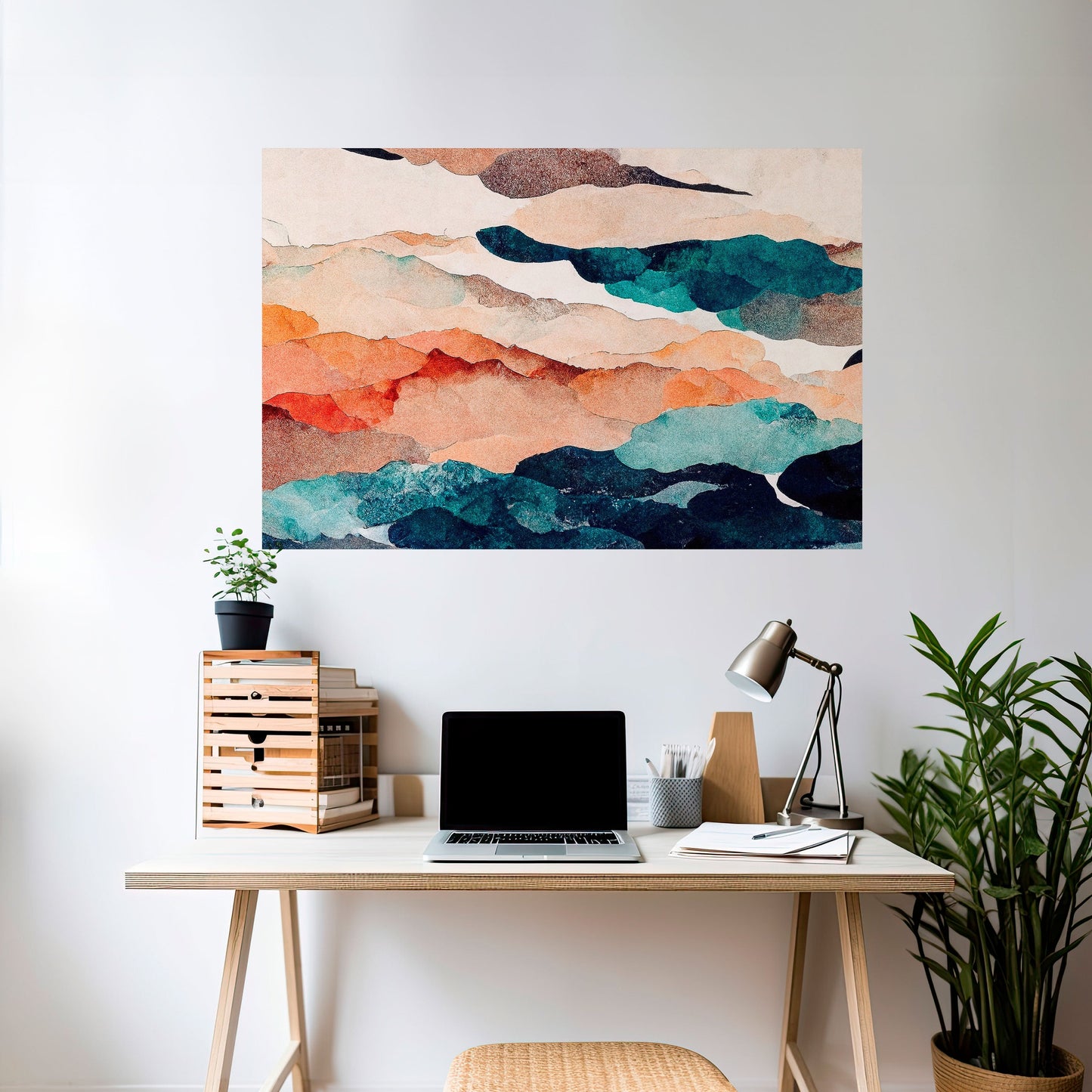 ABSTRAKT LANDSKAP Horisontell Poster med självhäftande tryck