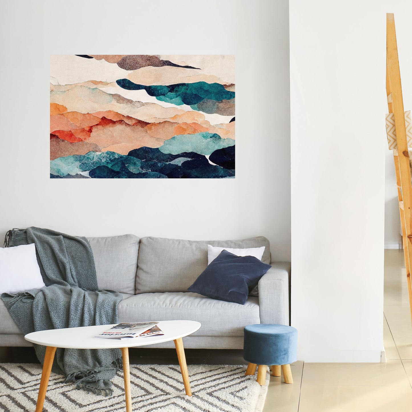 ABSTRAKT LANDSKAP Horisontell Poster med självhäftande tryck