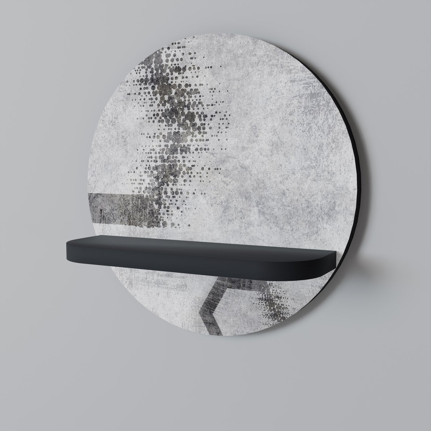 HEXAGONALA FIGURER Rund konsthylla i svart finish
