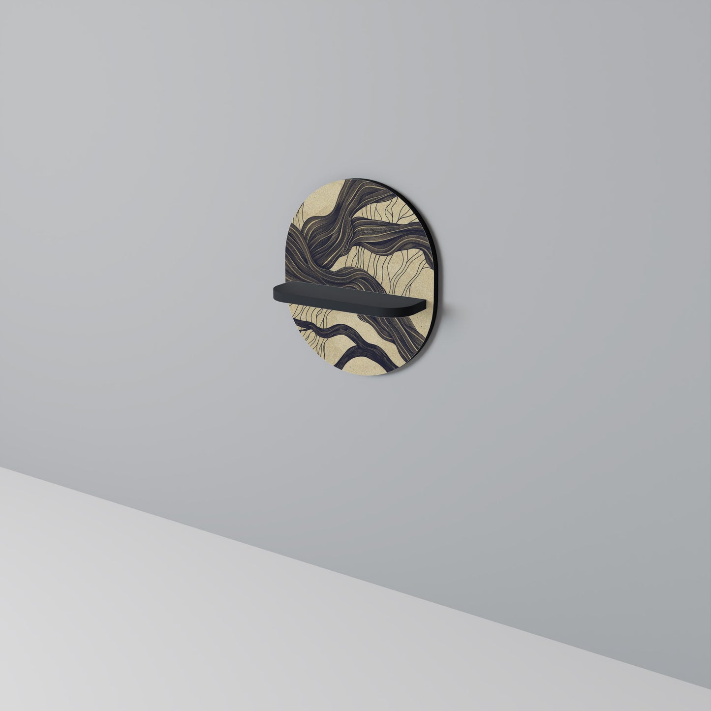UNIFIED FRAGMENTS Oval konsthylla i svart finish