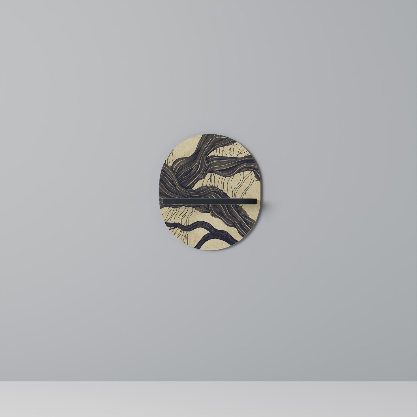 UNIFIED FRAGMENTS Oval konsthylla i svart finish