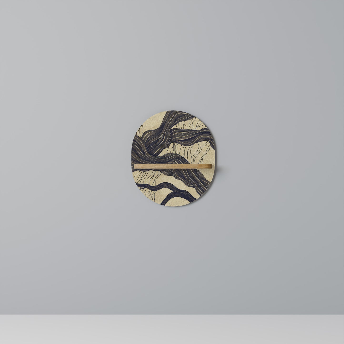 UNIFIED FRAGMENTS Oval konsthylla i ekeffekt