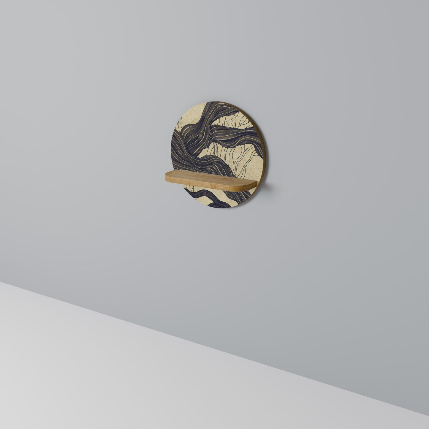 ENADE FRAGMENT Rund konsthylla i ekeffekt