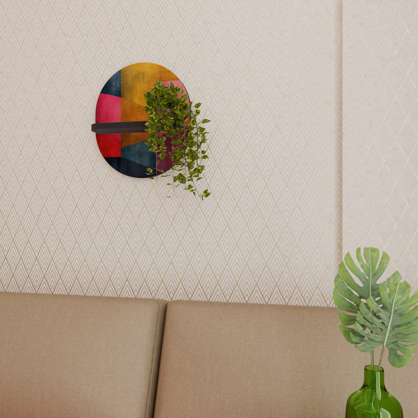 COLORFUL SOUNDS Oval Art Shelf In Black Finish