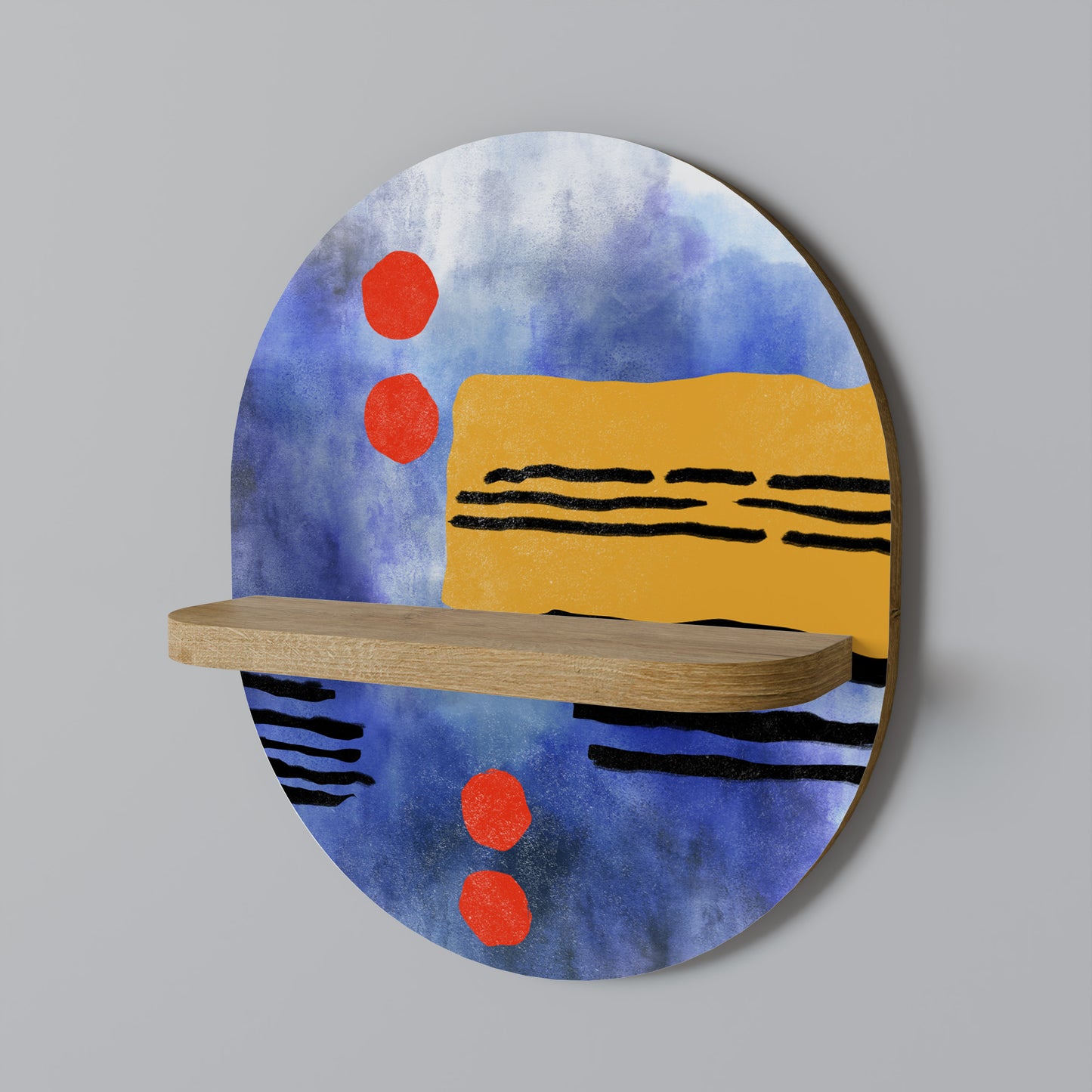 NIGHTFALL VIBRANCE Oval Art Shelf In Oak Effect