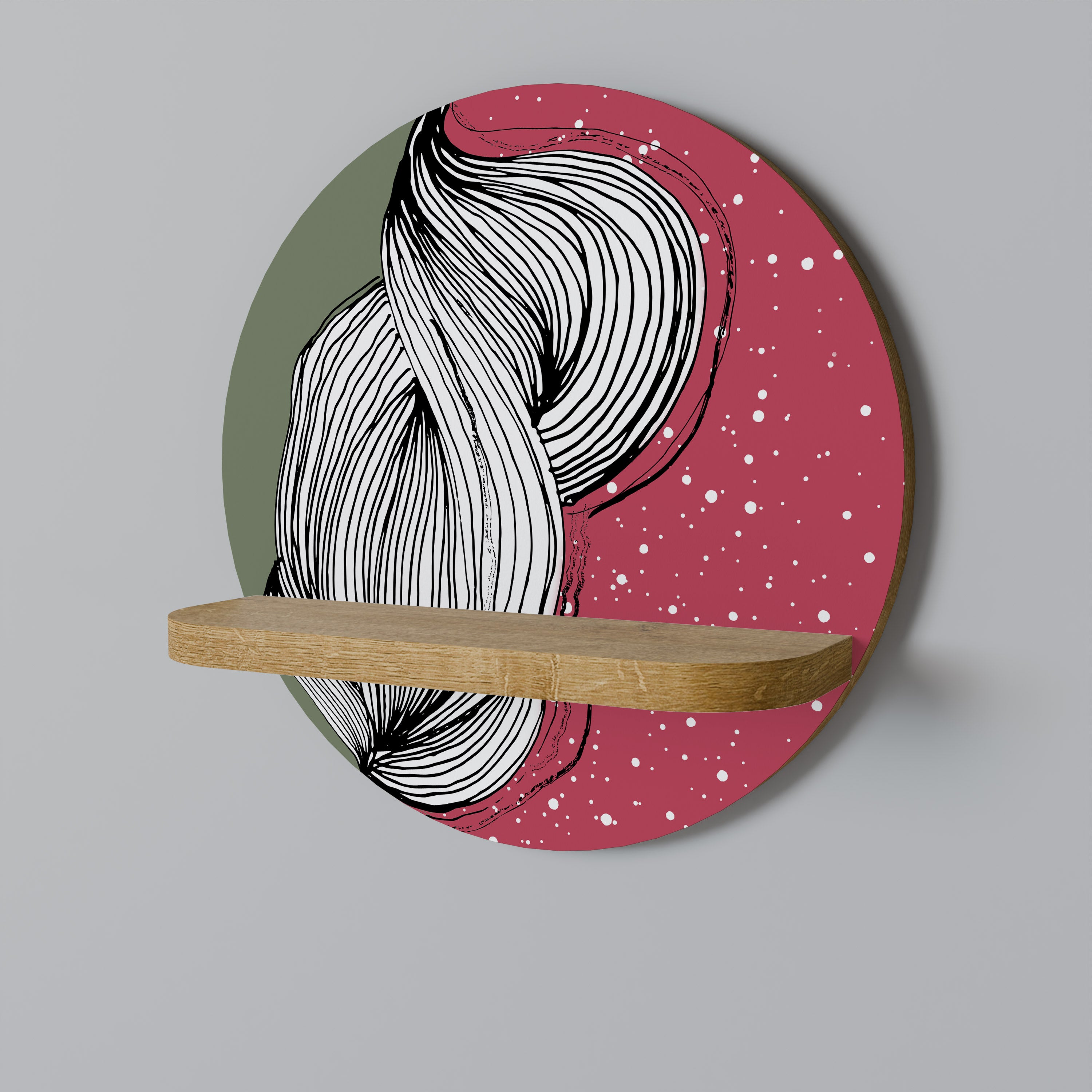 BE TOGETHER Round Art Shelf In Oak Effect