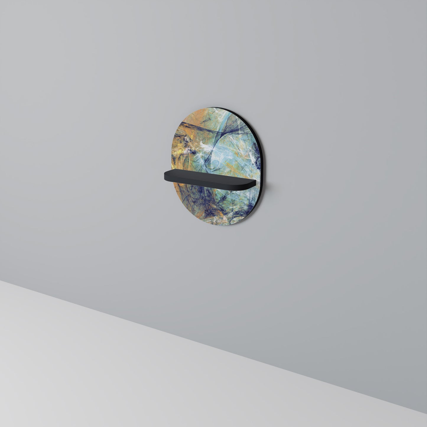 ABSTRAKTA TANKER Oval konsthylla i svart finish