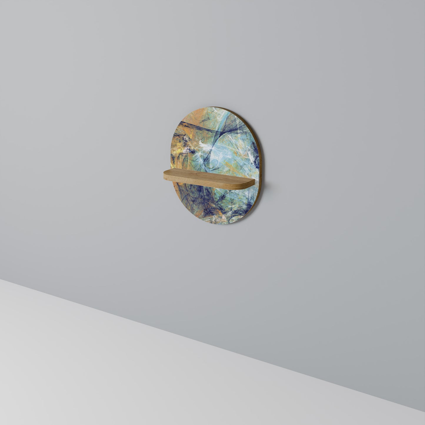 ABSTRAKTA TANKAR Oval konsthylla i ekeffekt
