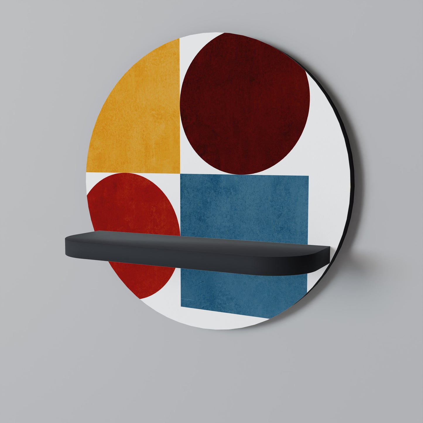 GEOMETRISK PUSSEL Rund konsthylla i svart finish