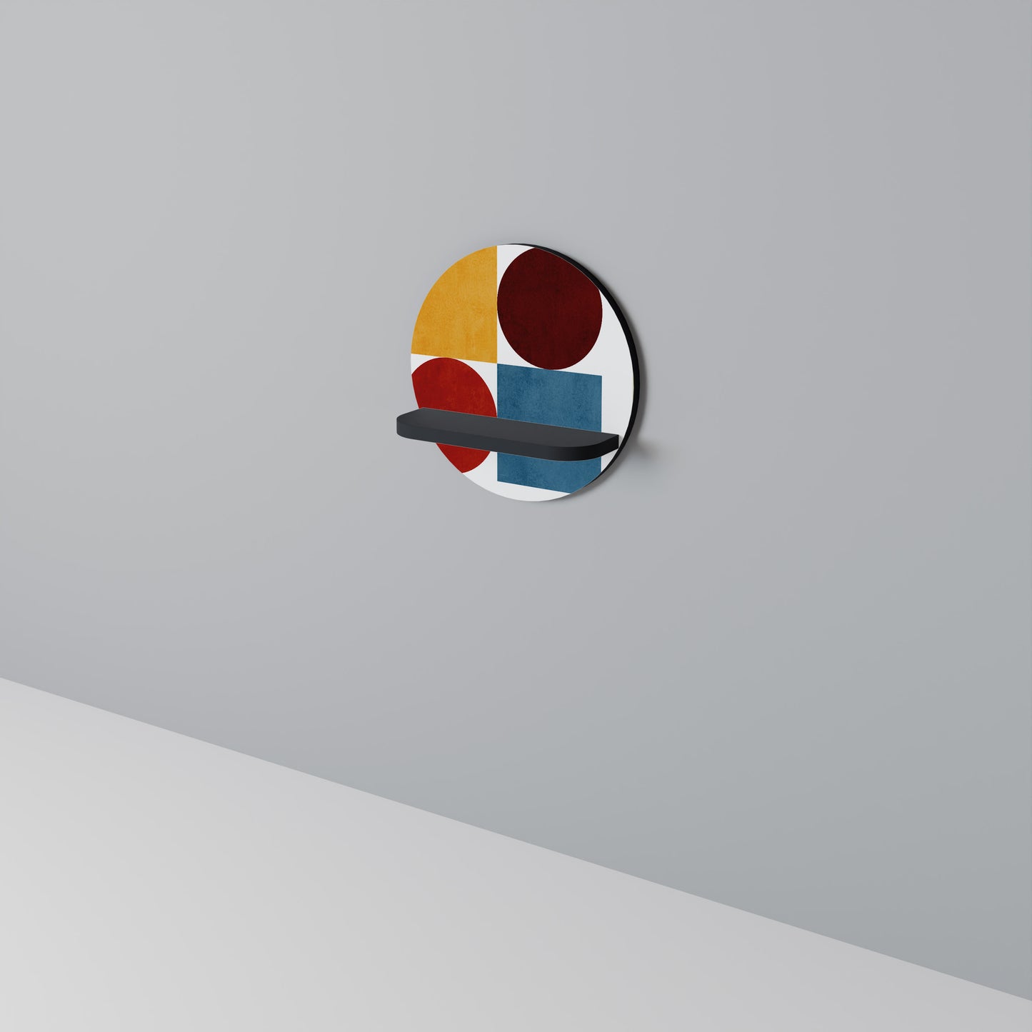 GEOMETRISK PUSSEL Rund konsthylla i svart finish