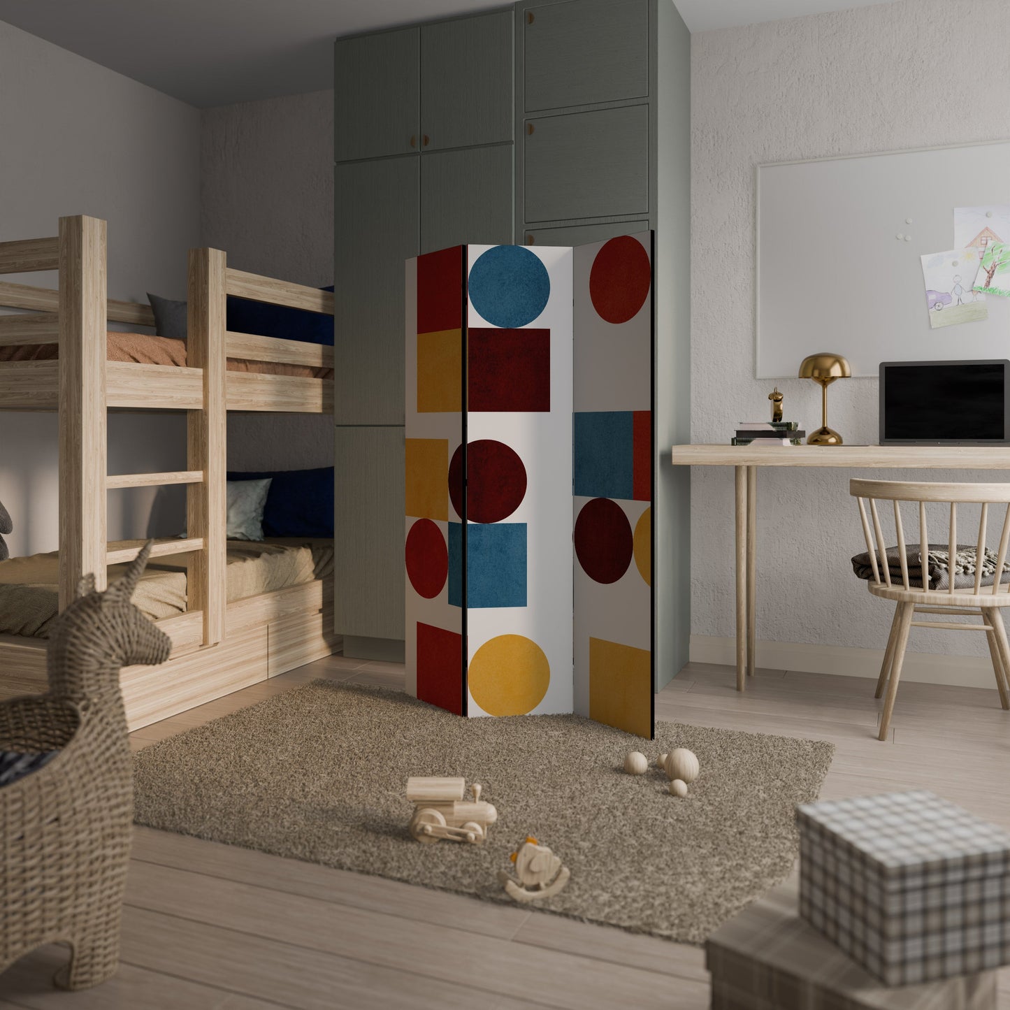 GEOMETRIC PUZZLE Decorative 3-Panel Room Divider