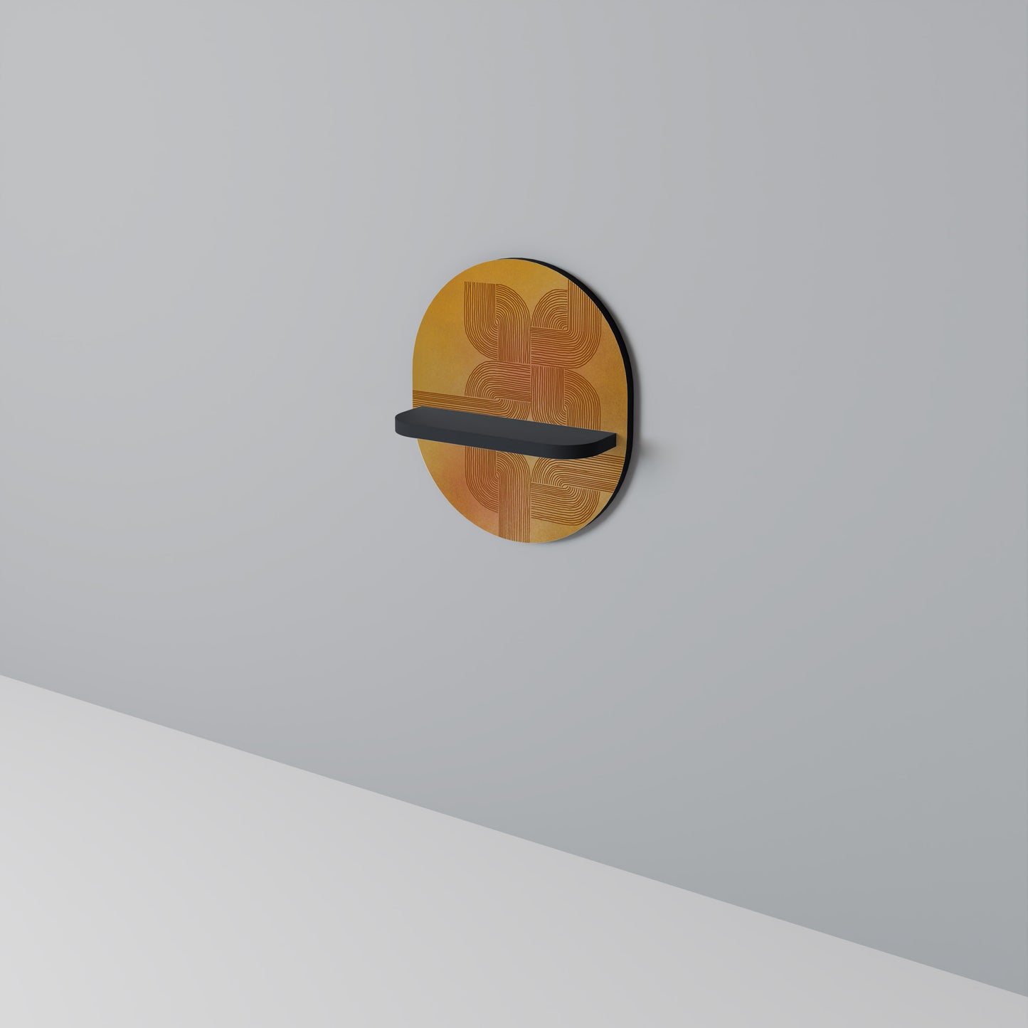 FÖRSTÄRKANDE RELATION Oval konsthylla i svart finish