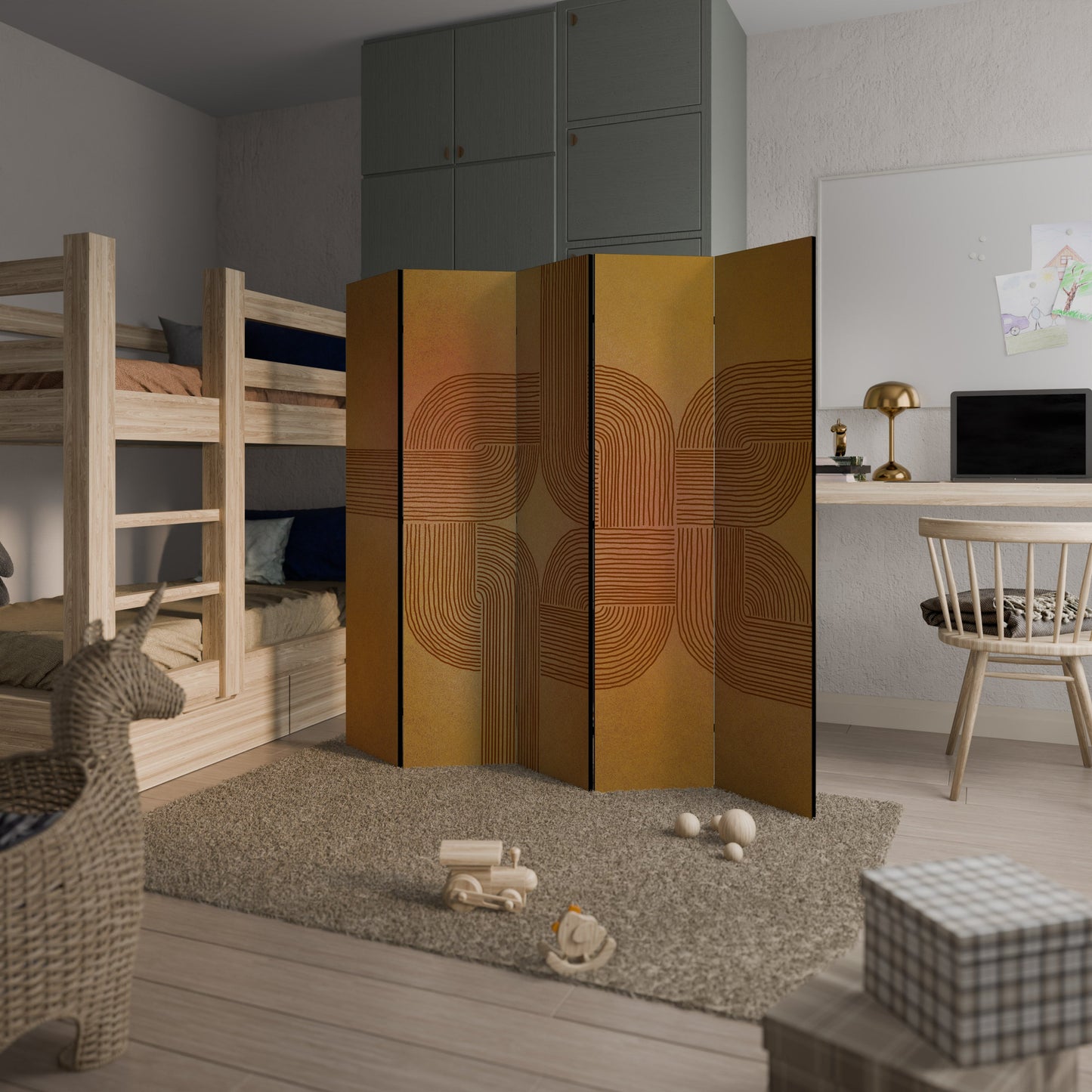 STRENGTHENING RELATION Decorative 5-Panel Room Divider