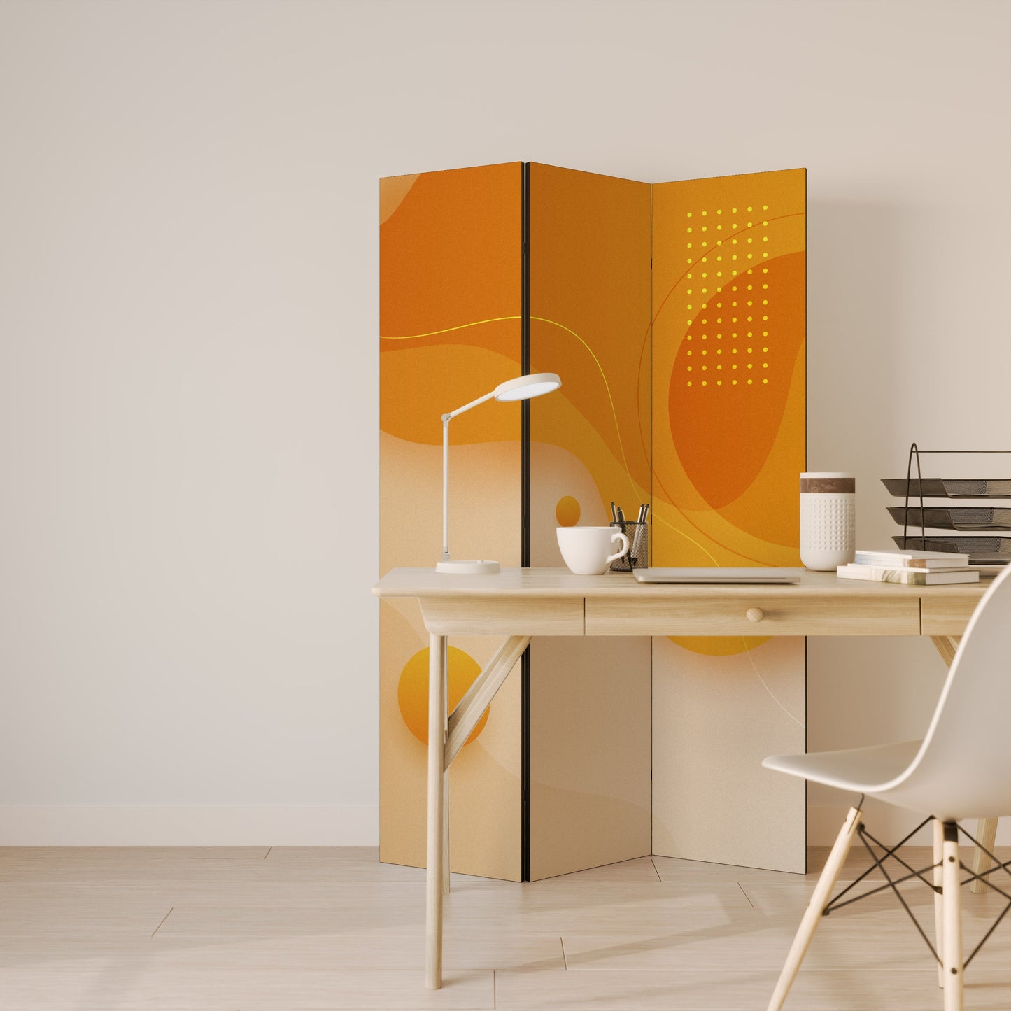 ORANGE ARRANGEMENT Dekorativ rumsavdelare med 3 paneler
