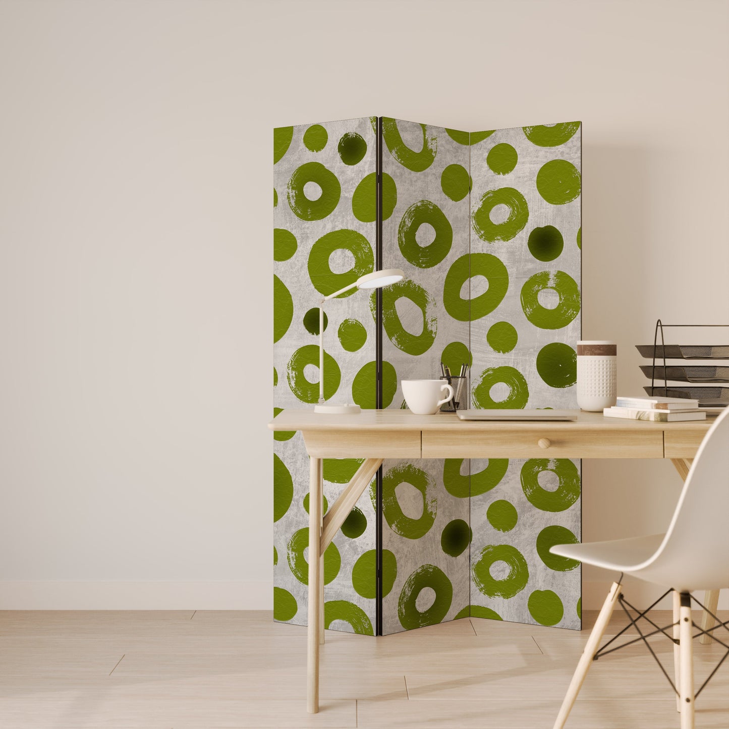 Dekorativ rumsavdelare med 3 paneler GREEN RHAPSODY
