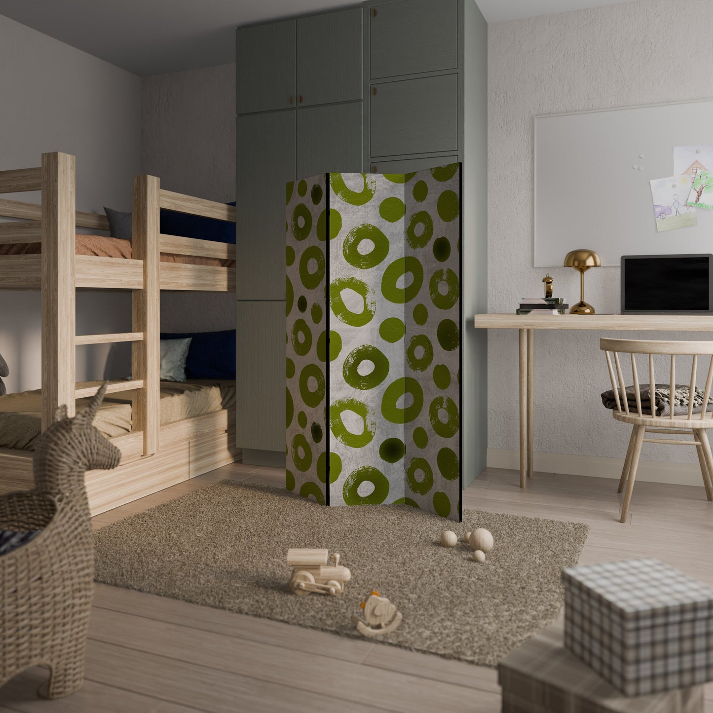 Dekorativ rumsavdelare med 3 paneler GREEN RHAPSODY