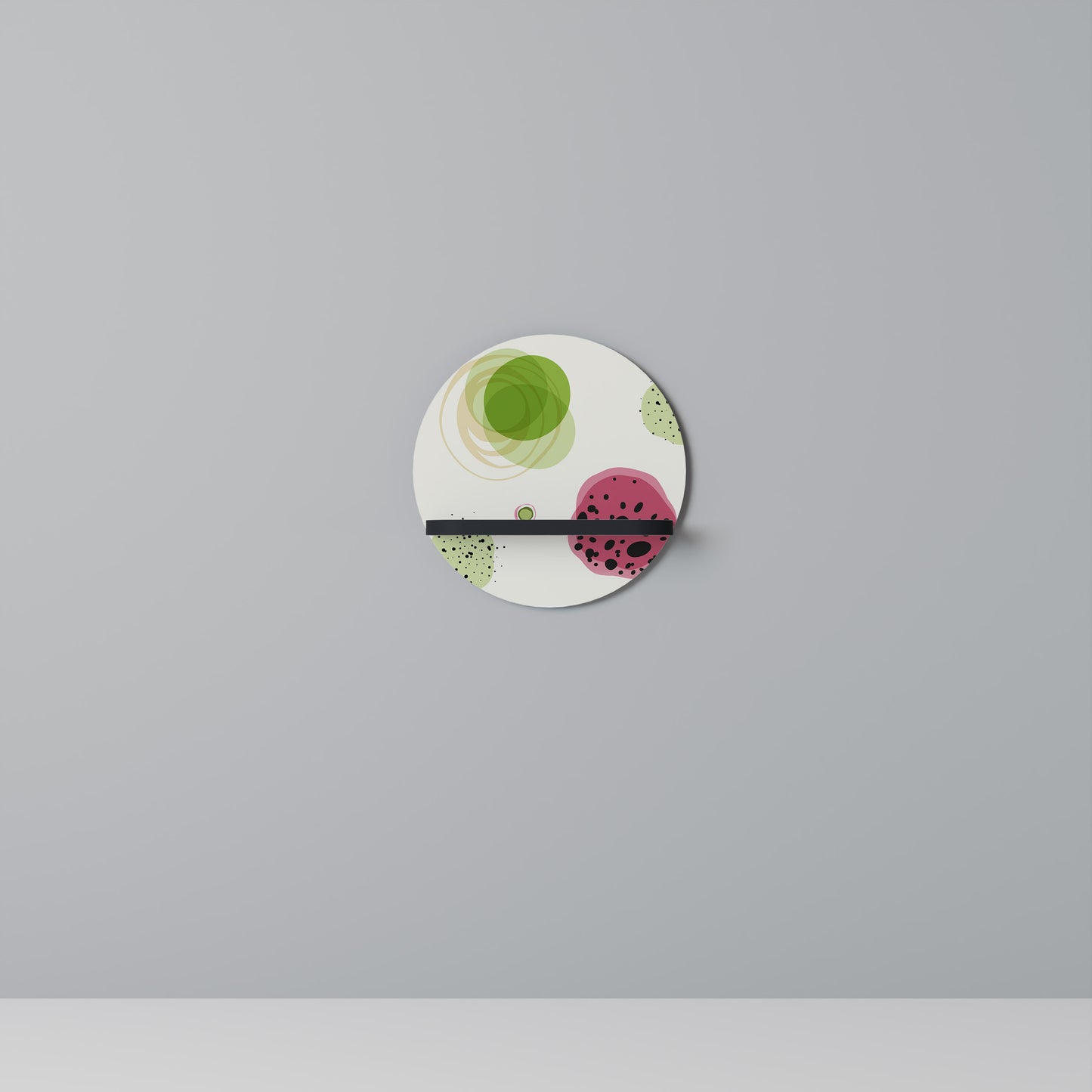 COLORFUL COSMOS Round Art Shelf In Black Finish