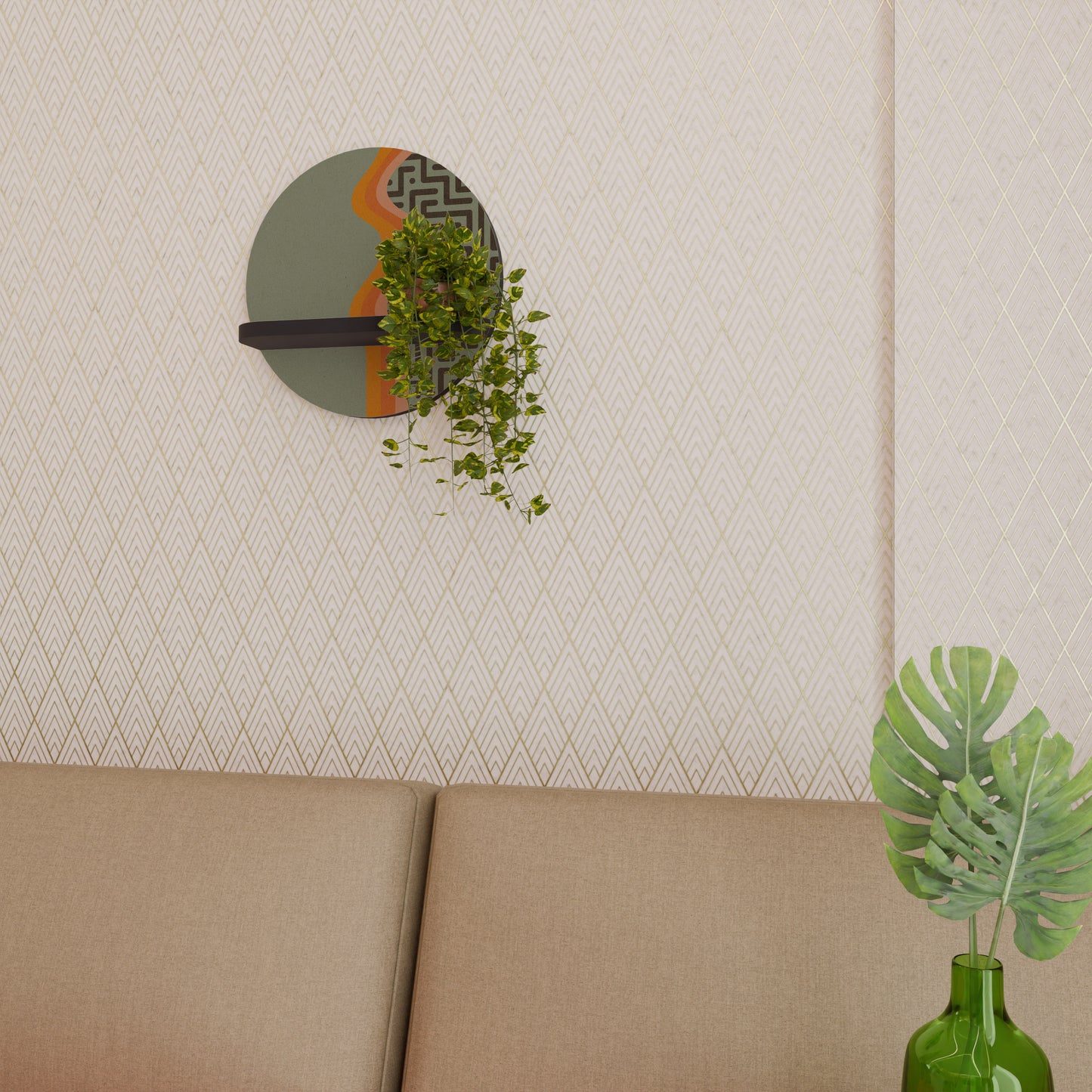 SIMPLE SOLUTIONS Round Art Shelf In Black Finish