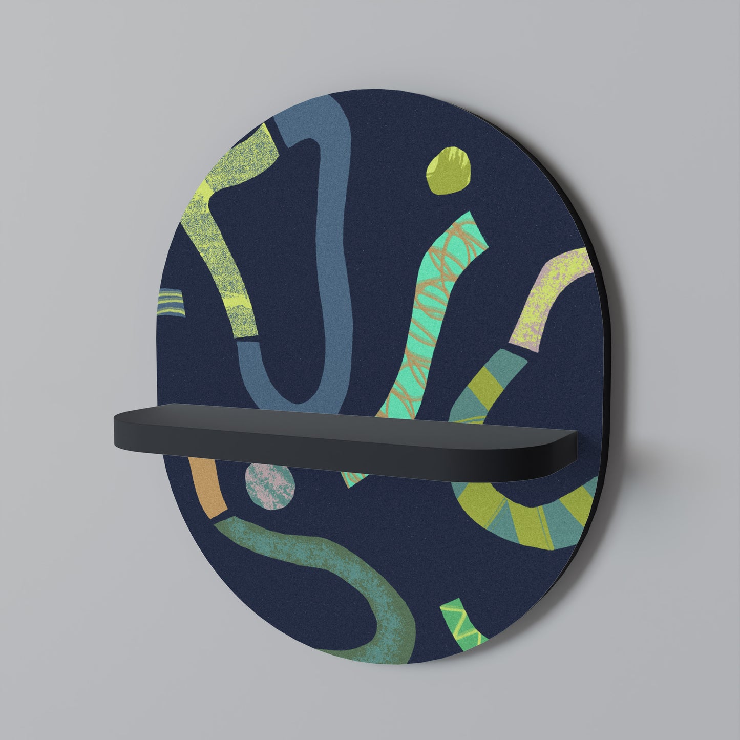 KONTRAST DANS Oval konsthylla i svart finish