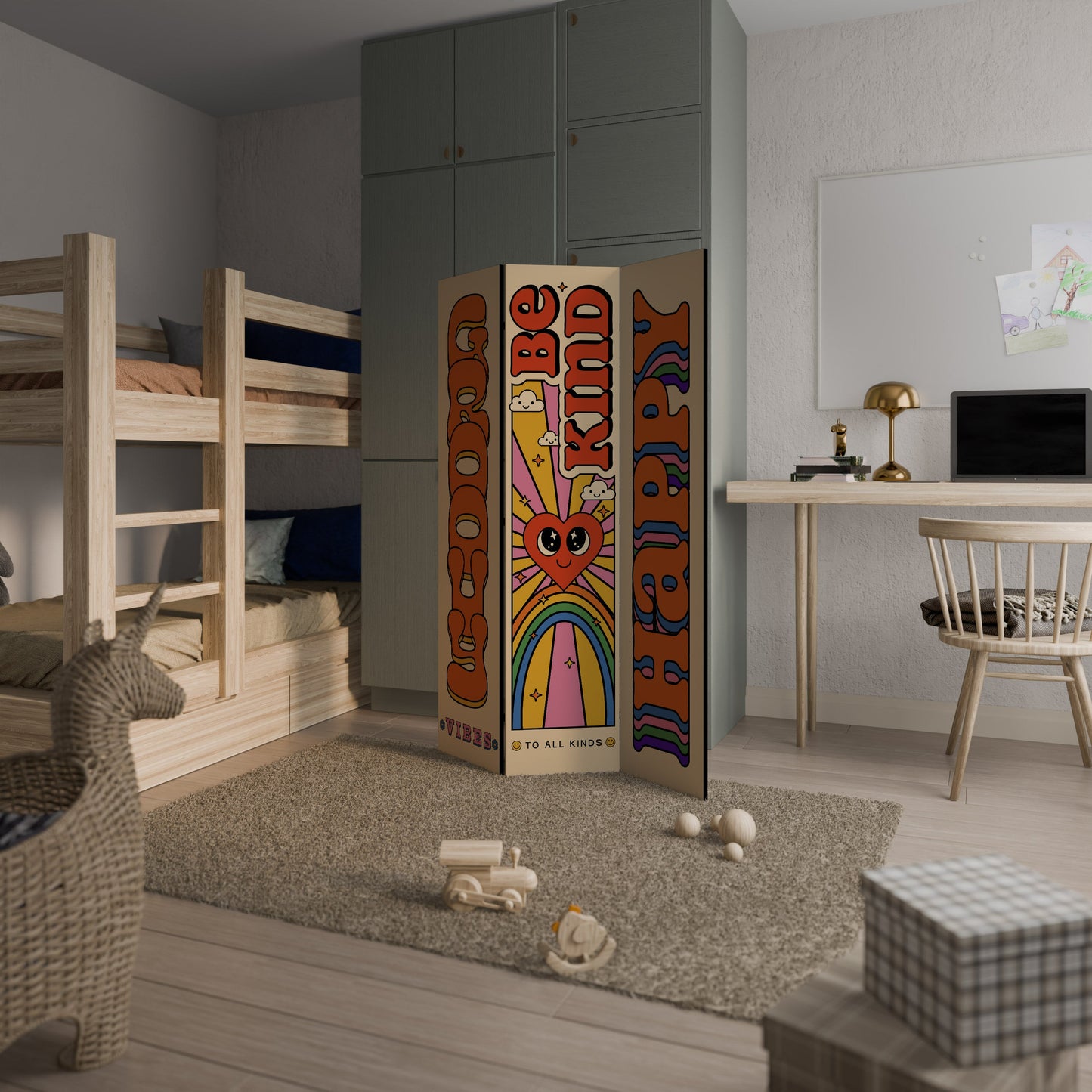 GROOVY POSTERS Dekorativ rumsavdelare med 3 paneler