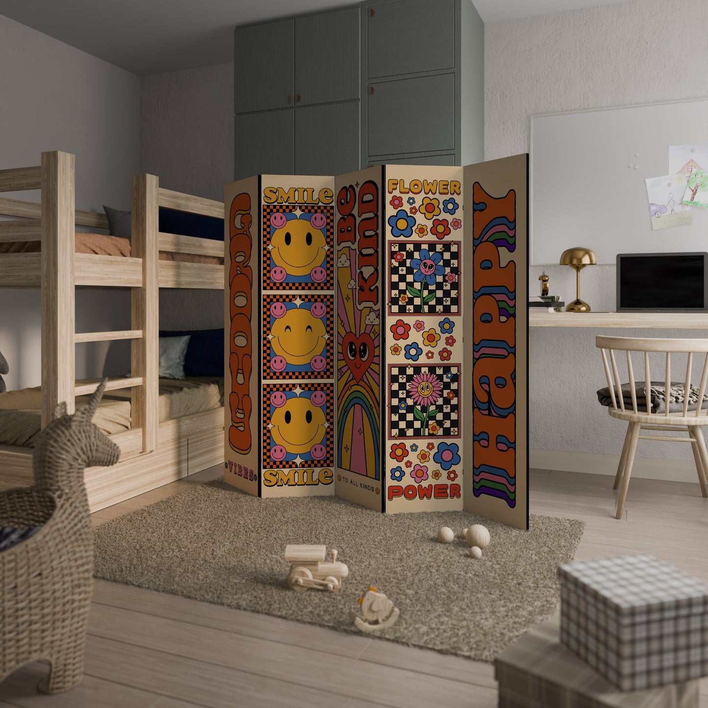 GROOVY POSTERS Decorative 5-Panel Room Divider