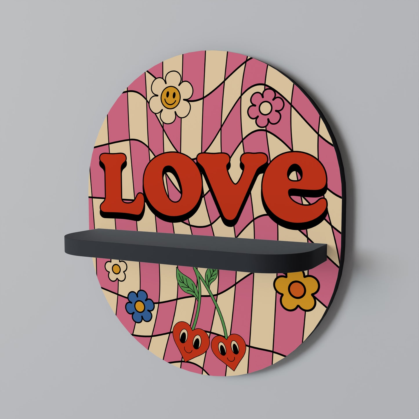 ROCKING LOVE Oval konsthylla i svart finish