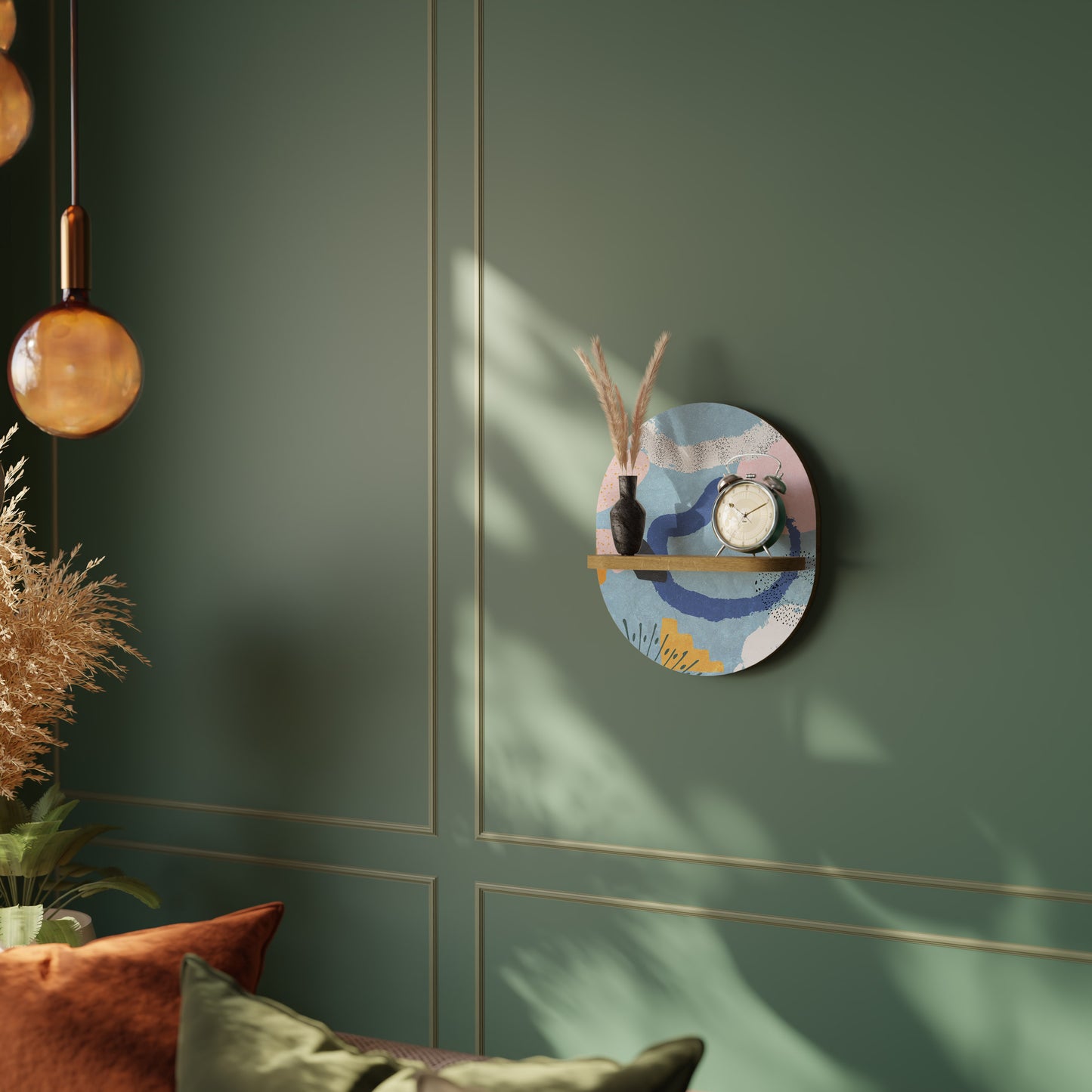 DREAMY SWIRLS Oval konsthylla i ekeffekt
