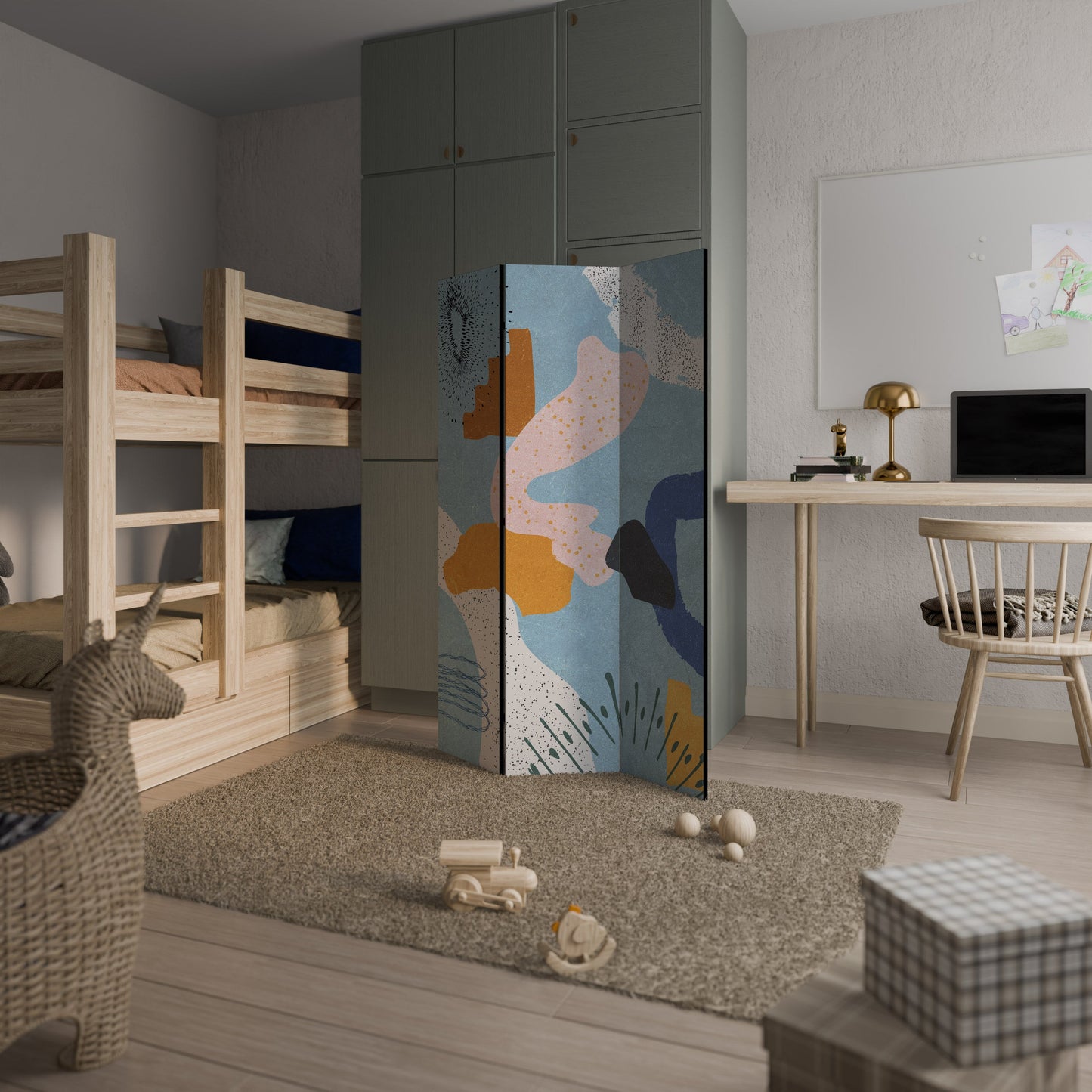 DREAMY SWIRLS Dekorativ rumsavdelare med 3 paneler