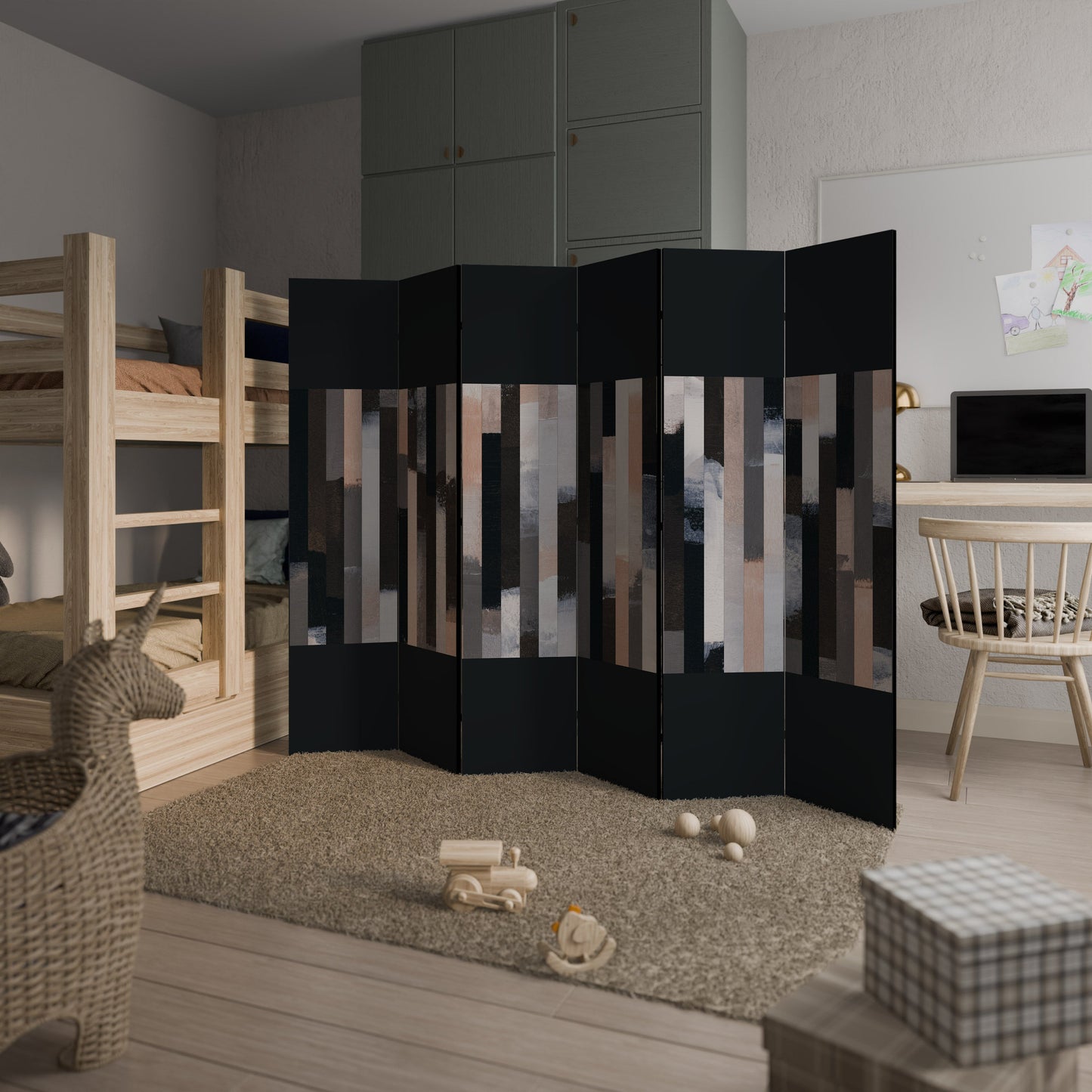 COLLAGE OF RECTANGLES Decorative 6-Panel Room Divider