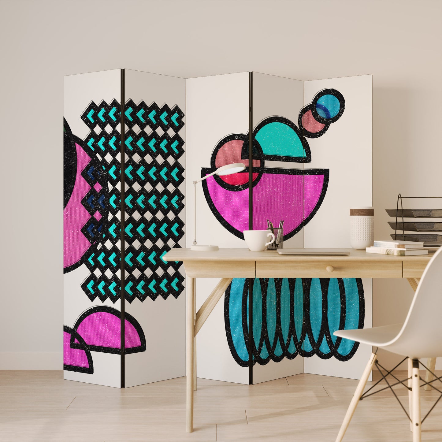 GEOMETRIC RHAPSODY Decorative 5-Panel Room Divider