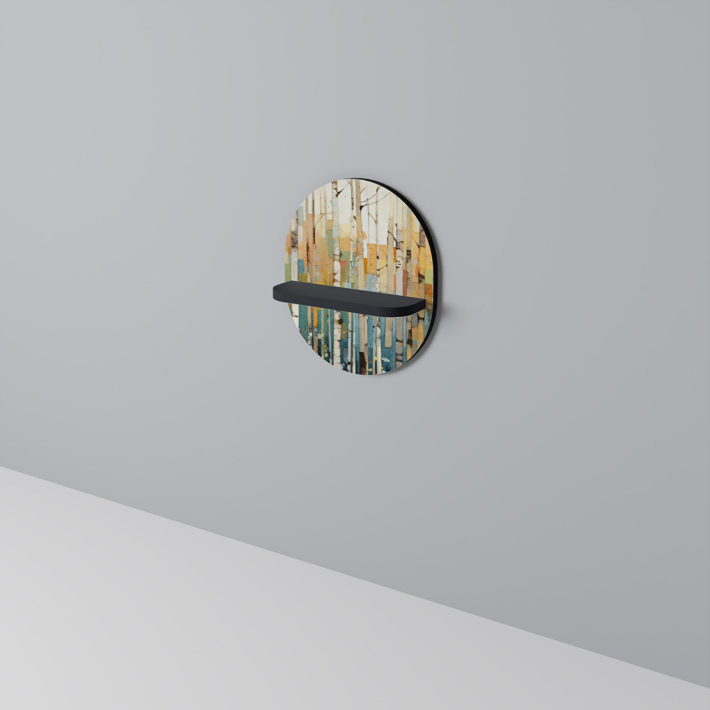 BJÖRKKALEIDOSKOP Oval konsthylla i svart finish