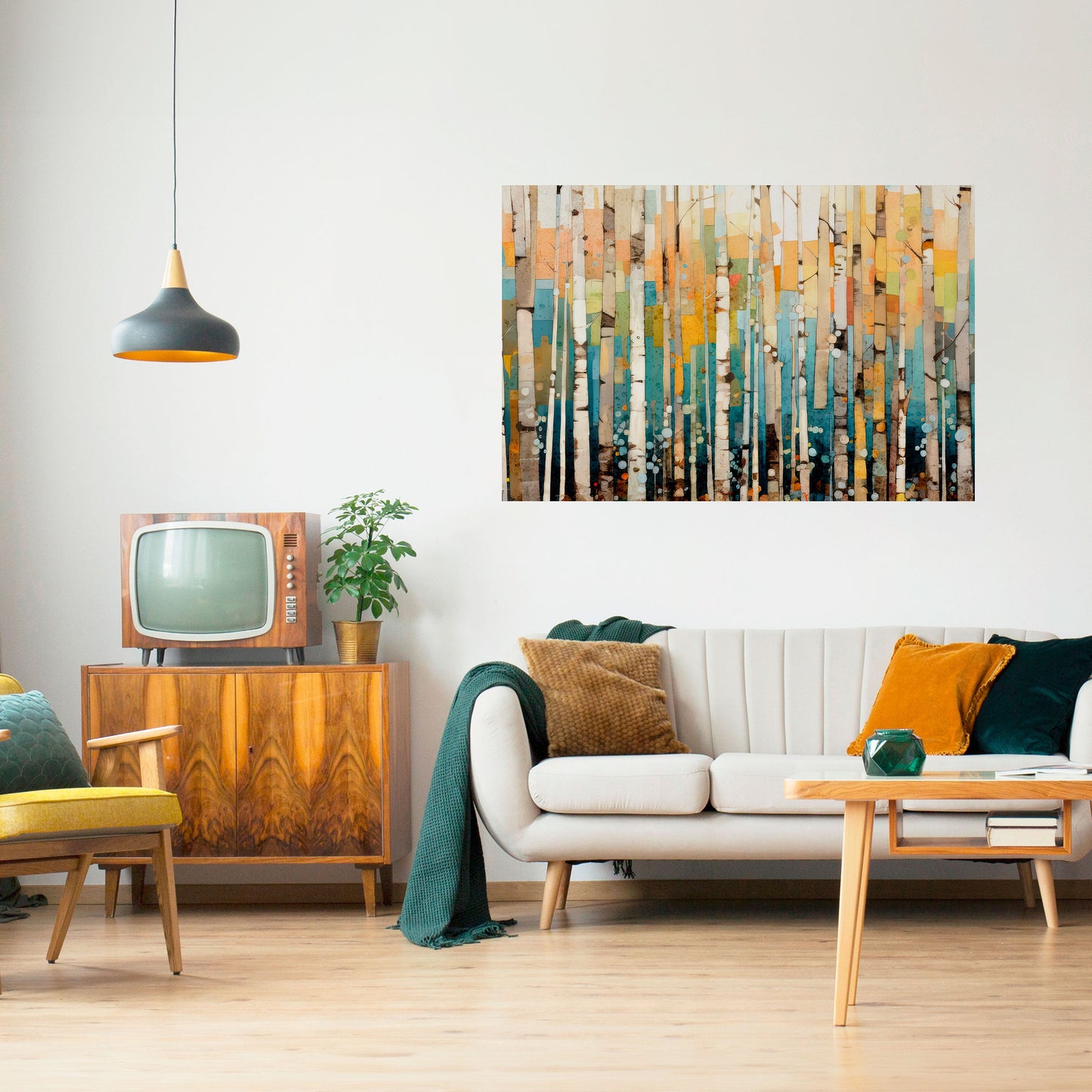 BJÖRKKALEIDOSKOP Horisontell poster med självhäftande tapet
