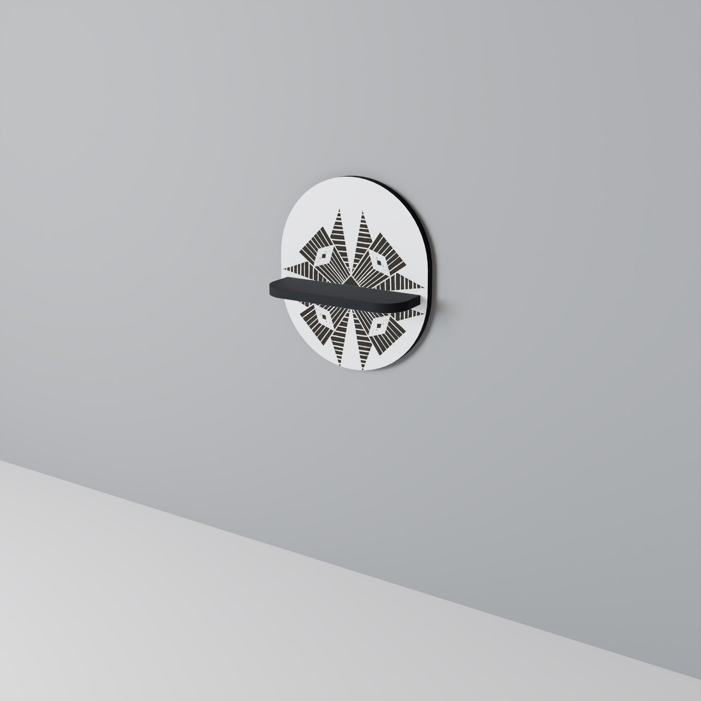 MONOCHROME NEXUS Oval Art Shelf In Black Finish