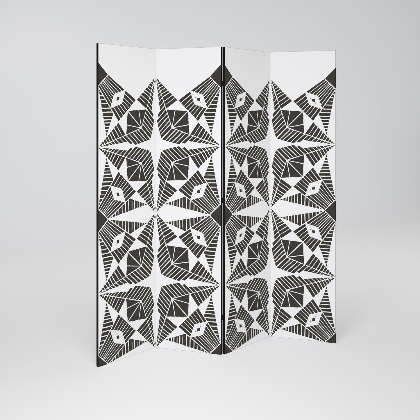 MONOCHROME NEXUS Decorative 4-Panel Room Divider
