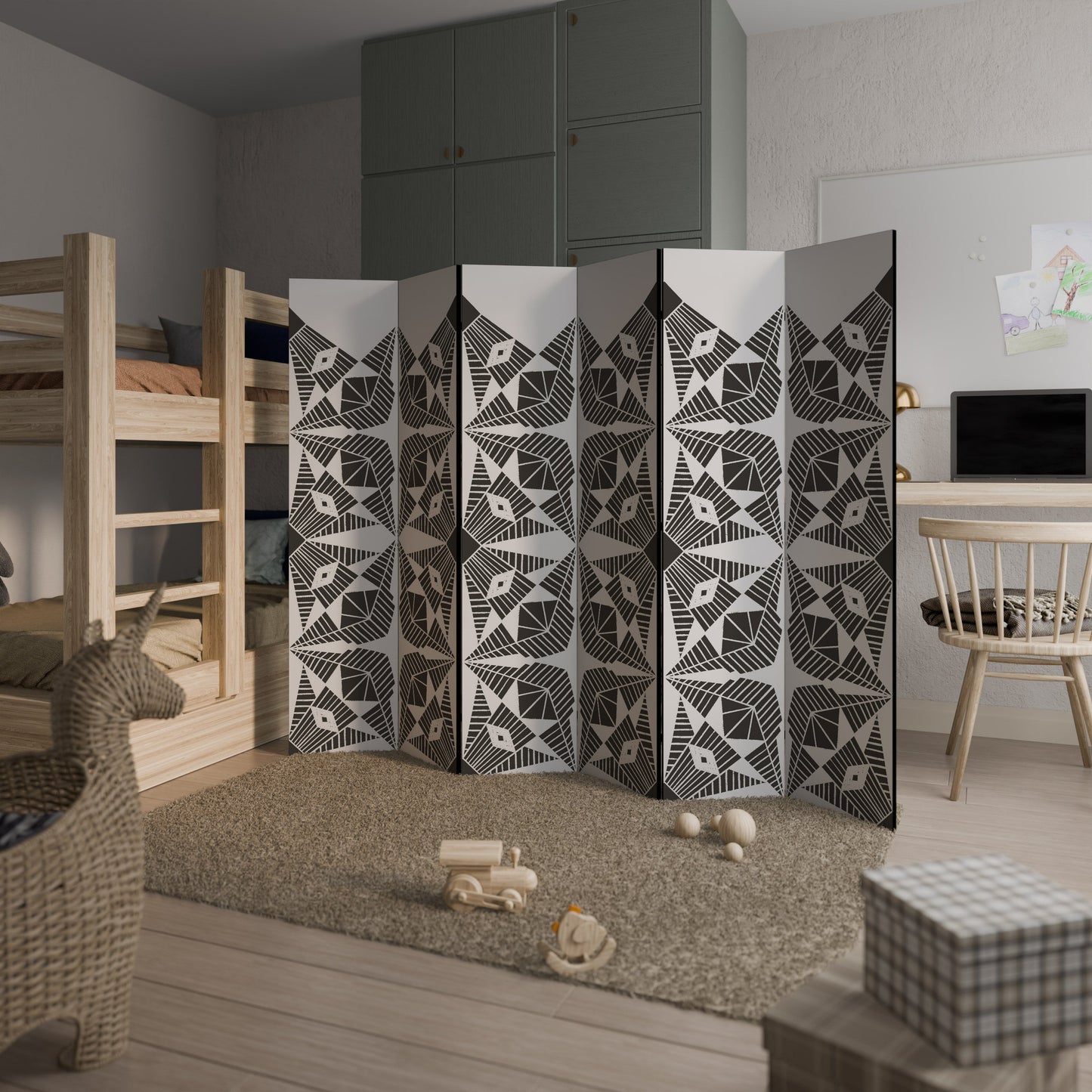 MONOCHROME NEXUS Decorative 6-Panel Room Divider