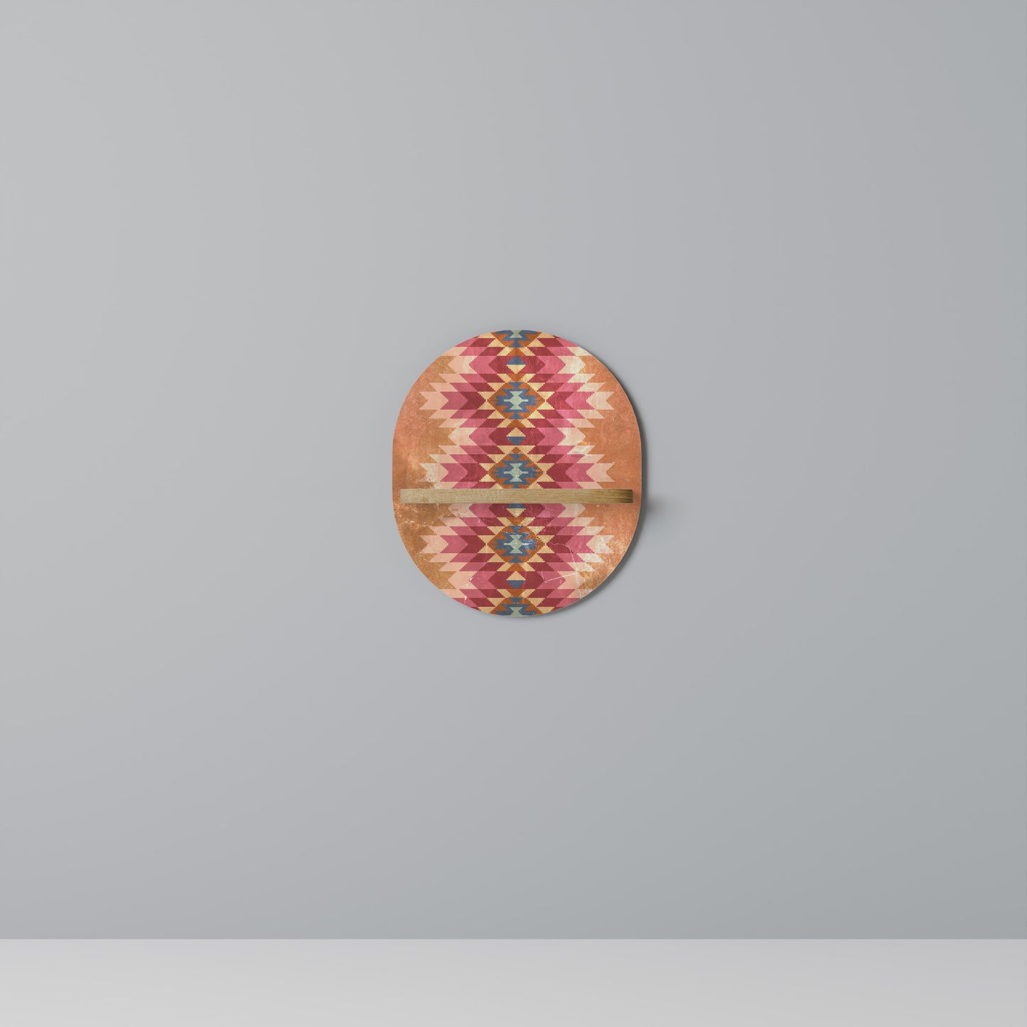 INDIAN FOLK Oval konsthylla i ekeffekt