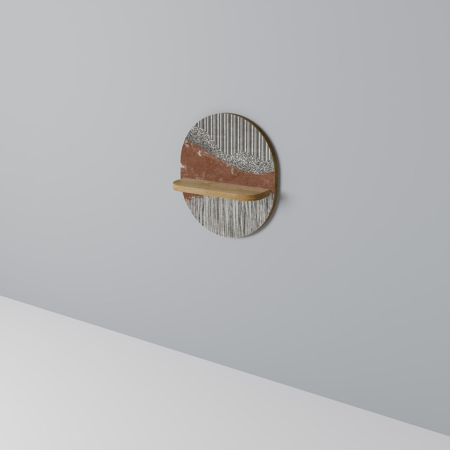 RANDIG TERRÄN Oval konsthylla i ekeffekt