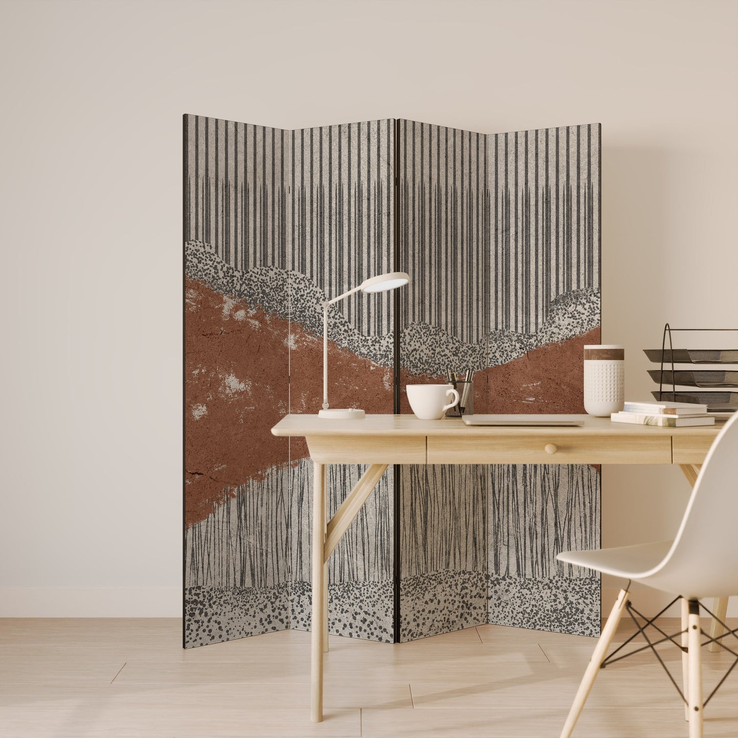 STRIPED TERRAIN Decorative 4-Panel Room Divider