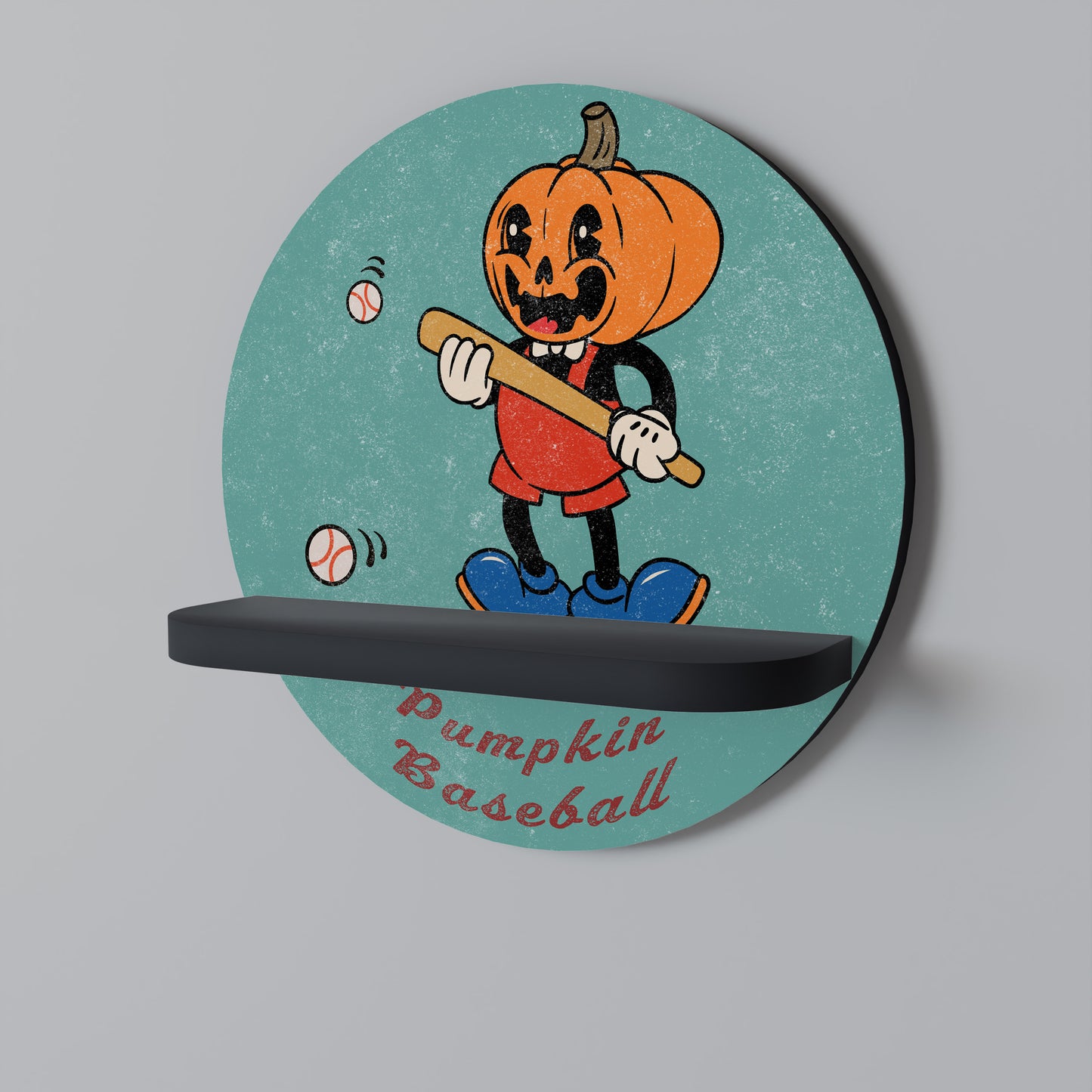 PUMPA BASEBALL Rund konsthylla i svart finish
