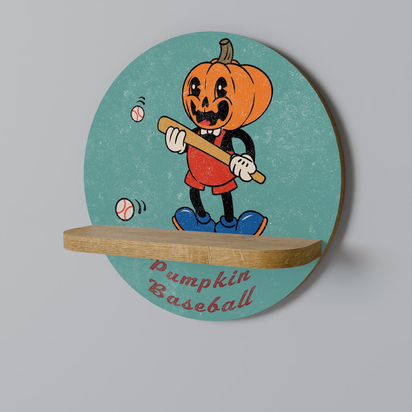 PUMPA BASEBALL Rund Konsthylla I Ekeffekt