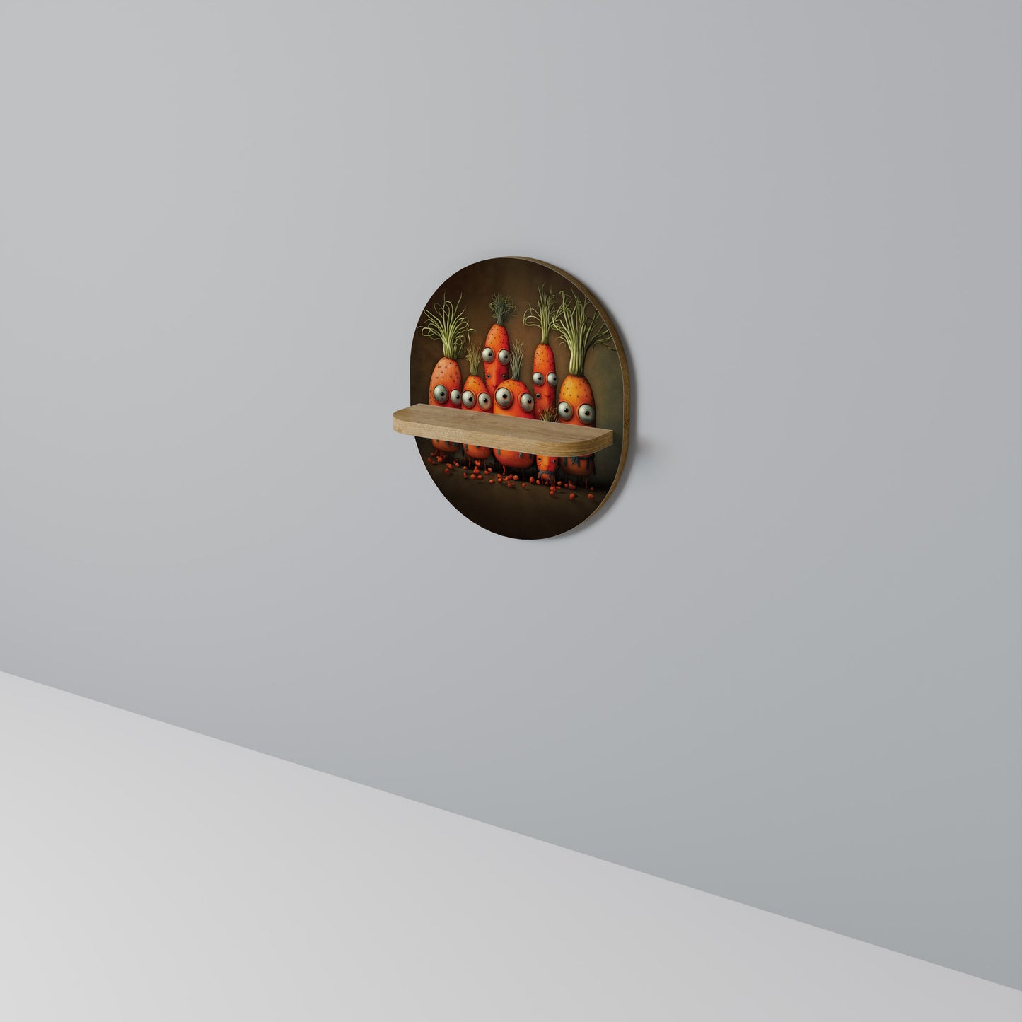 SÖT ELLER LÄSKIG Oval konsthylla i ekeffekt