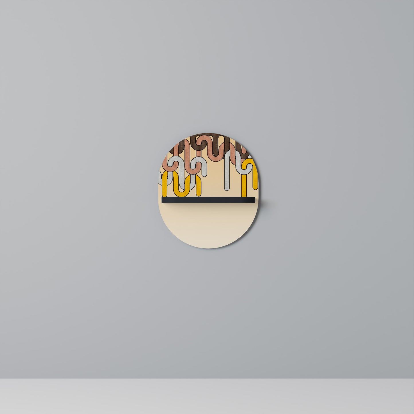 FÄRGRIKA STRÄNGAR Oval konsthylla i svart finish