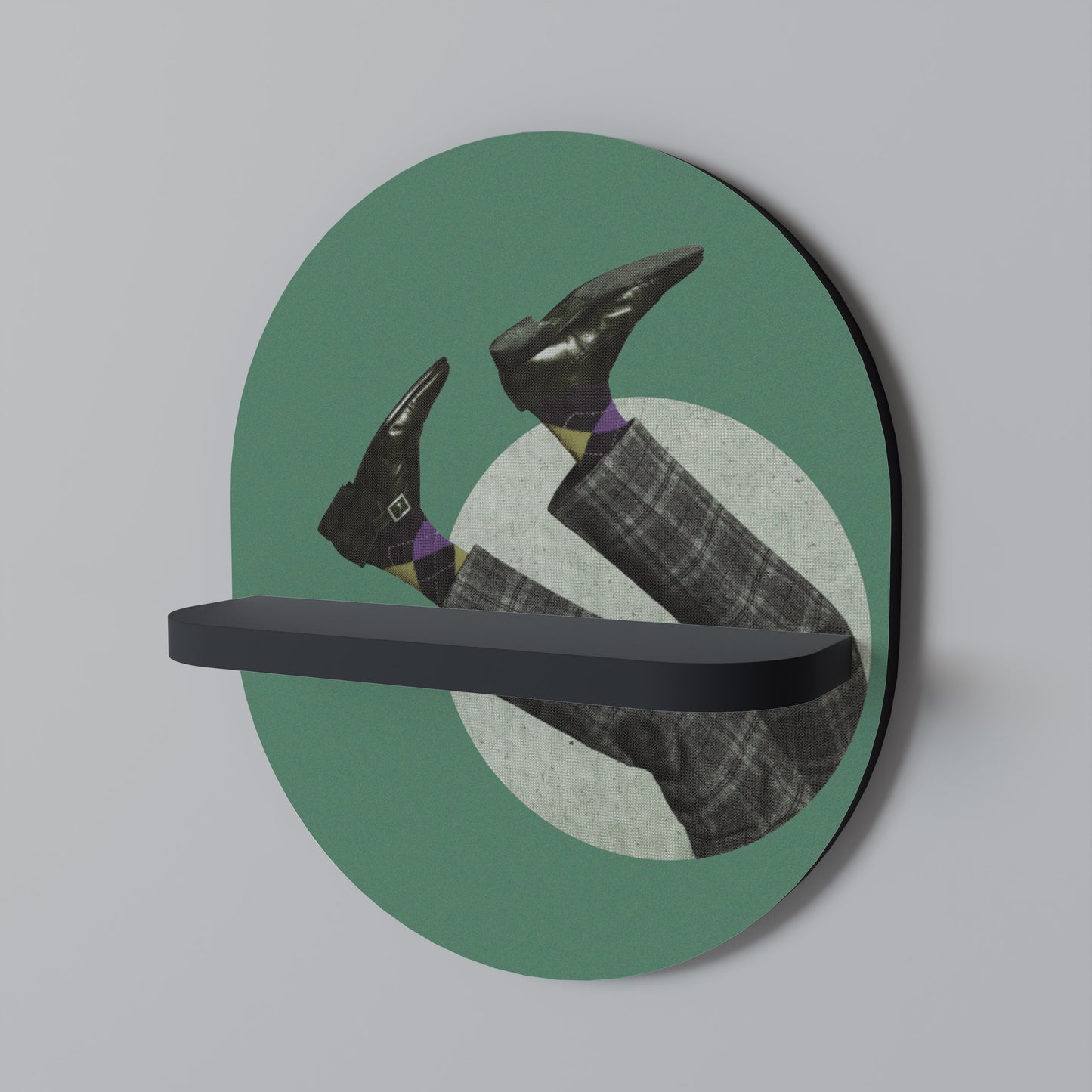 FALL OF MAN Oval konsthylla i svart finish