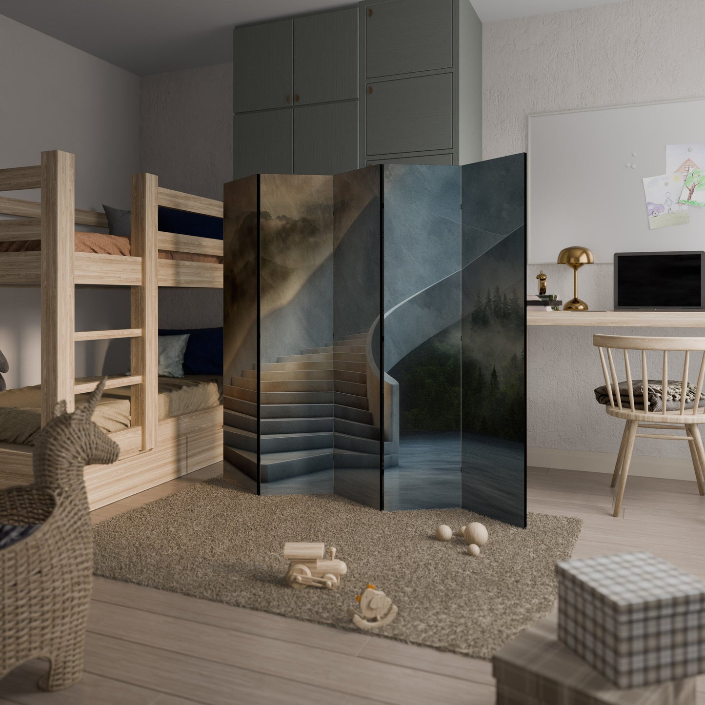 STEPS TO SERENITY Decorative 5-Panel Room Divider